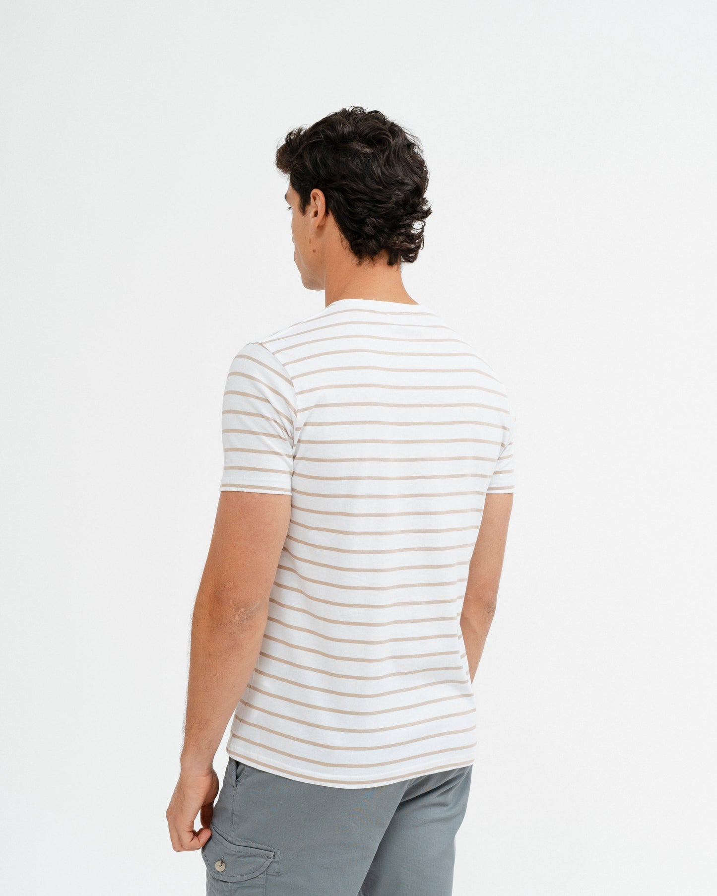 CAMISETA RAYA TEJIDA BEIGE
