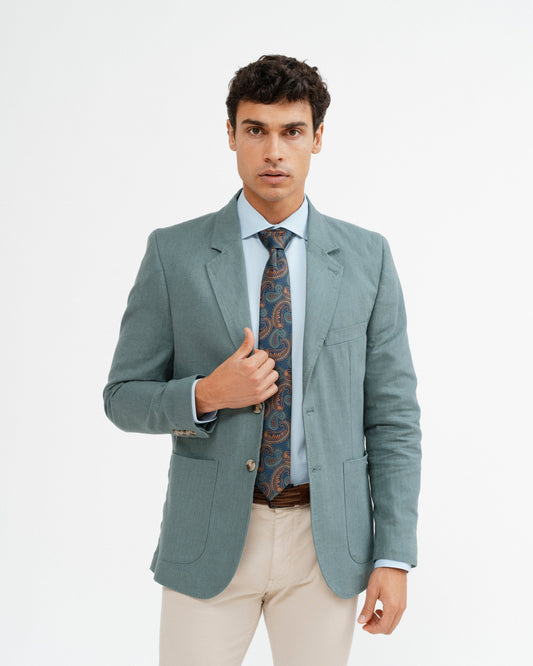BLAZER CASUAL ESPIGAS VERDE LINO