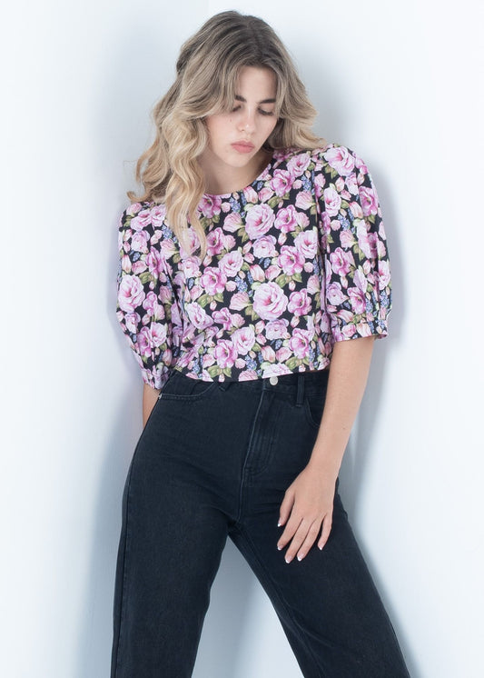 BLUSA FLORES ABOTONADA ESPALDA
