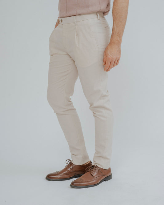 PANTALÓN CASUAL TRAJE PINZAS BEIGE