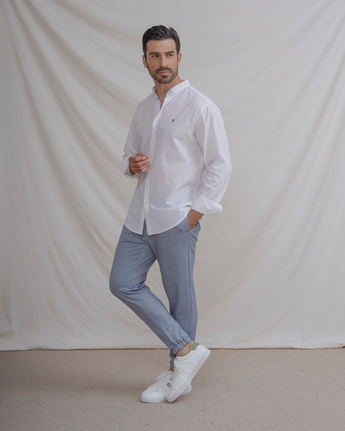 CAMISA FLAMÉ MAO CON LINO BLANCA