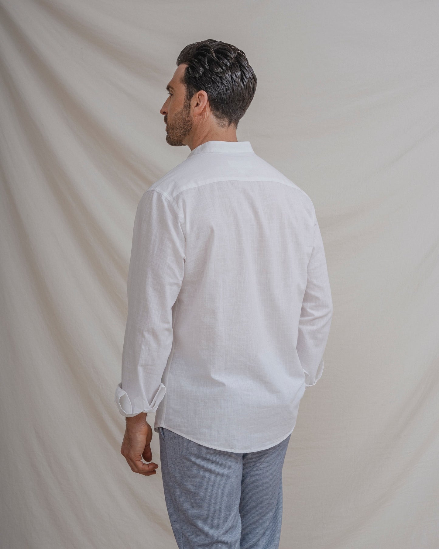 CAMISA FLAMÉ MAO CON LINO BLANCA