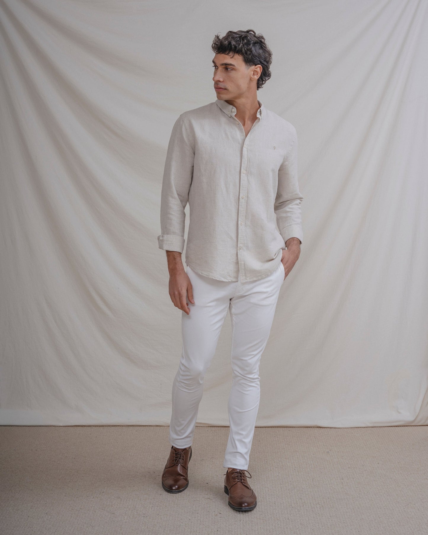 CAMISA LINO BEIGE