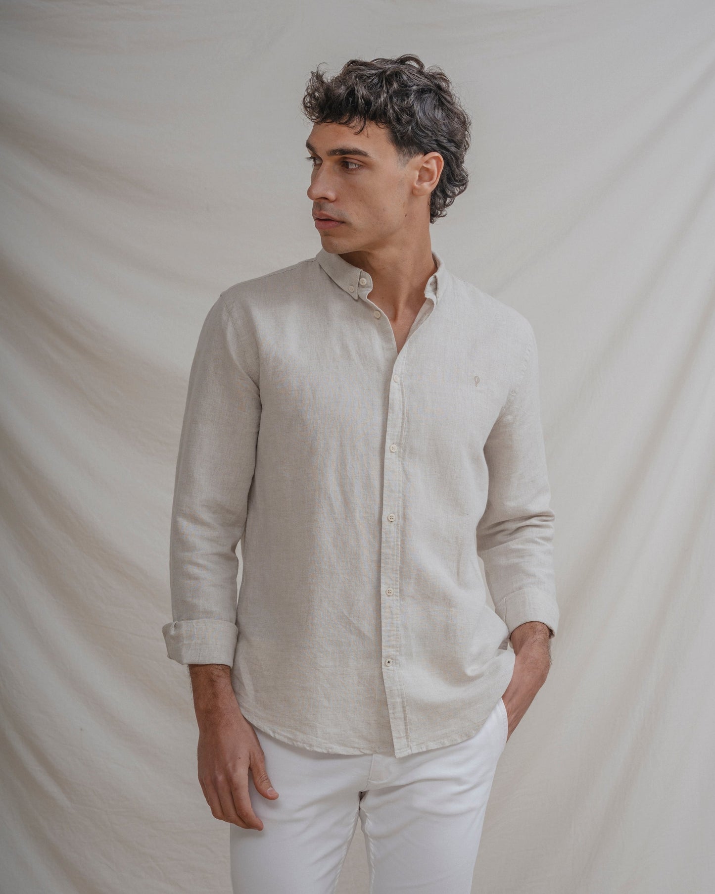 CAMISA LINO BEIGE