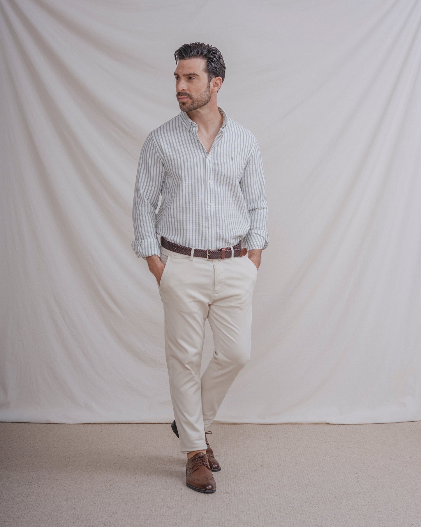 CAMISA ESTRUCTURA RAYA VERDE