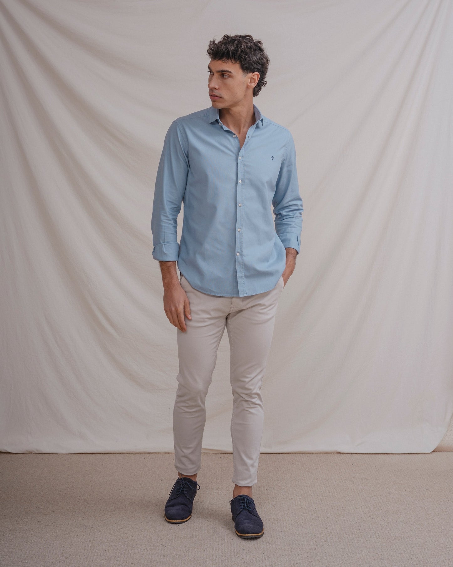 CAMISA CELESTE ALGODÓN