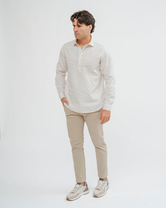 CAMISA POLERA TINTE FALSO BLANCA