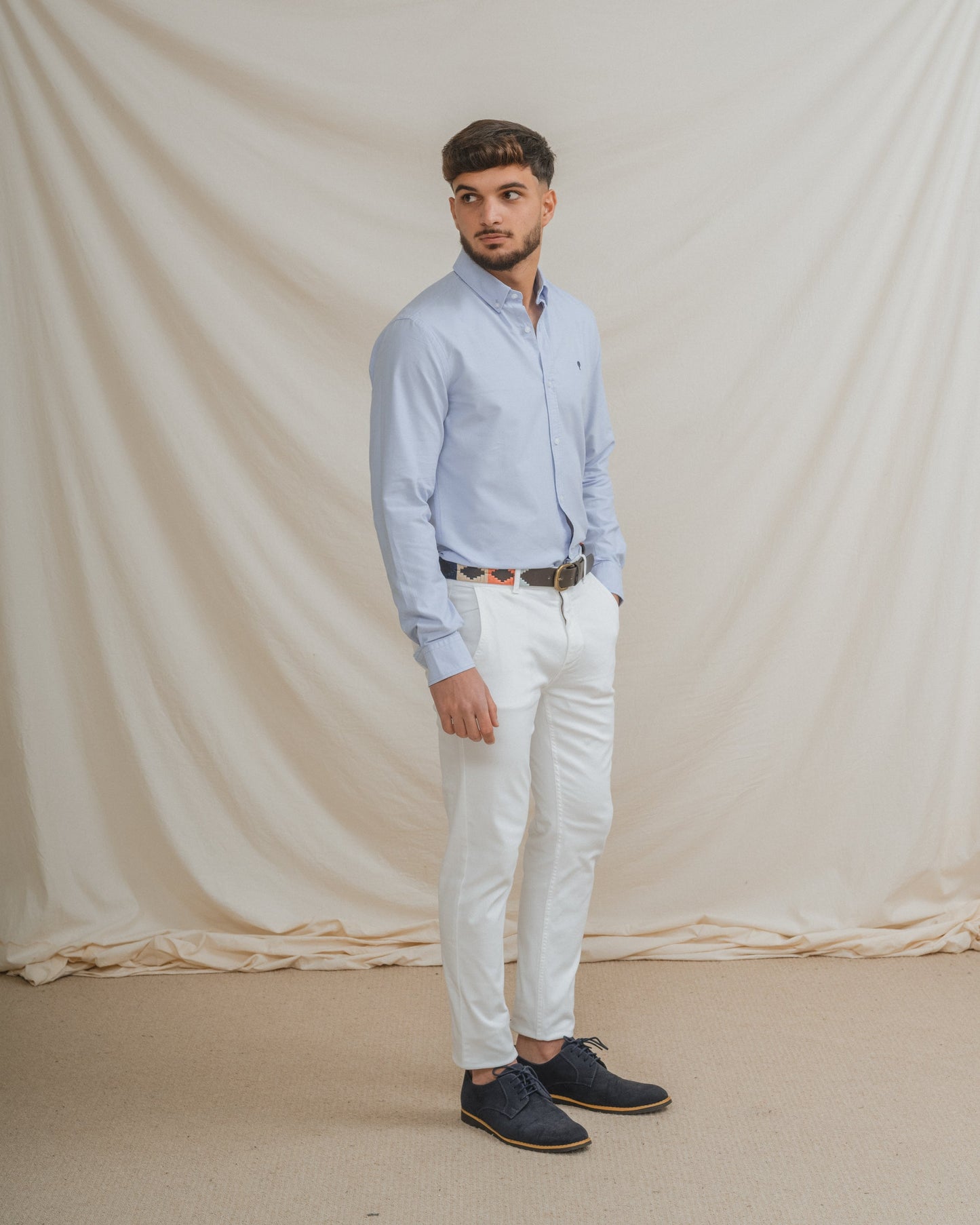 CAMISA OXFORD CELESTE