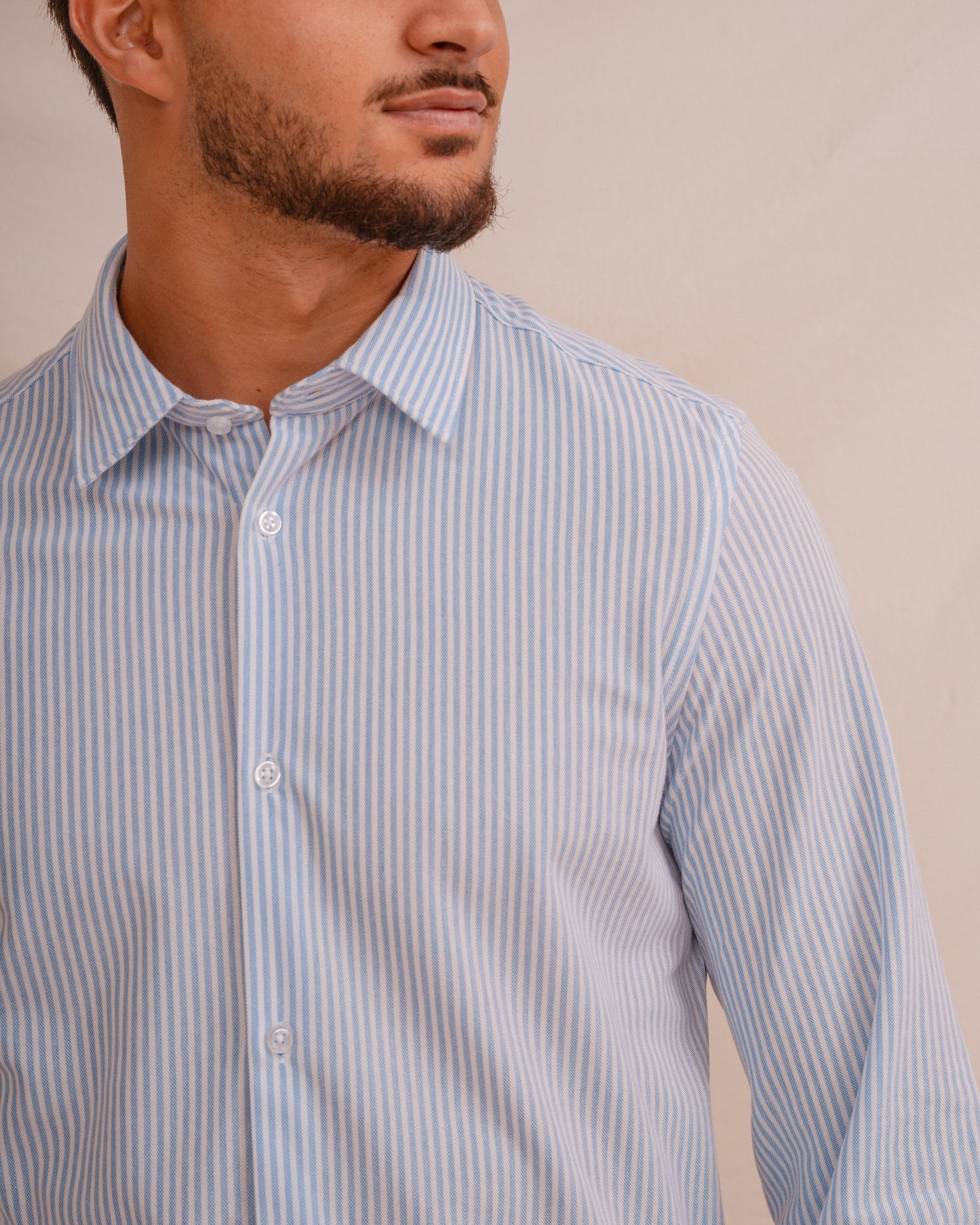 CAMISA RAYA CELESTE