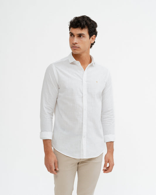 CAMISA FLAMÉ CON LINO BLANCA