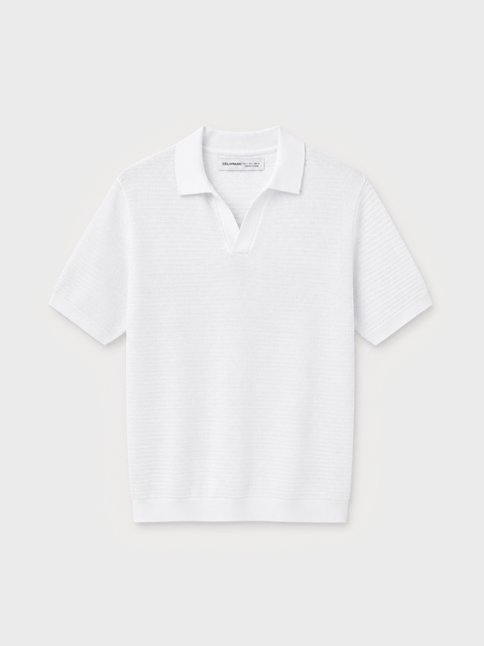 POLO TRICOT ESTRUCTURA BLANCO