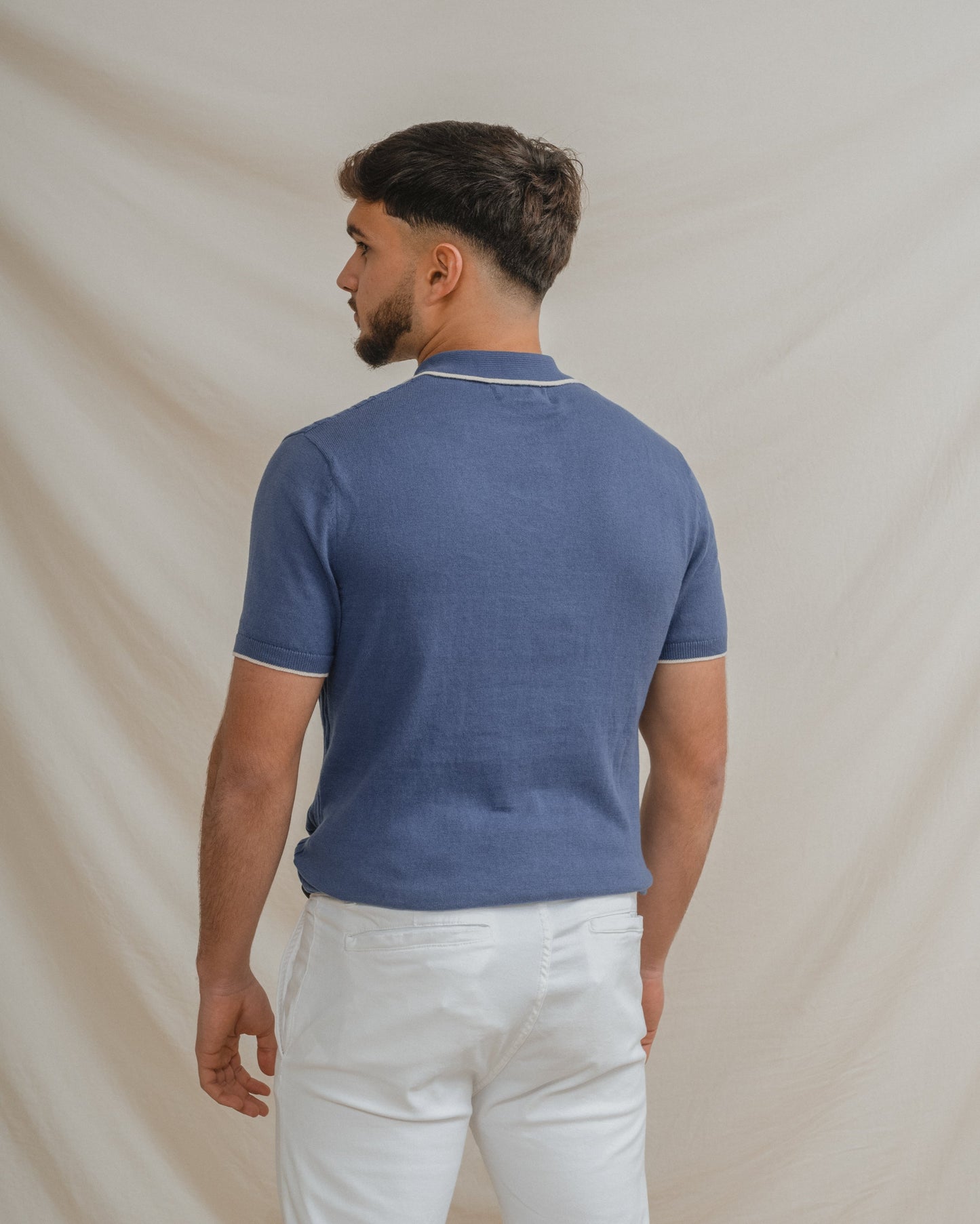 POLO TRICOT NUDOS CELESTE