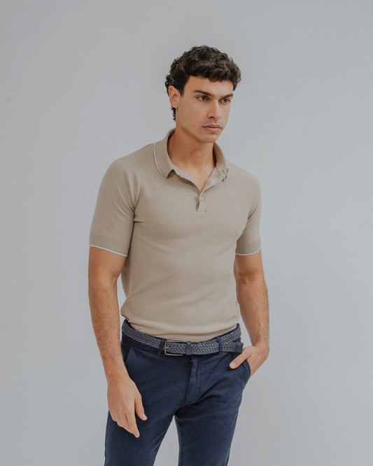 POLO TRICOT ESTRUCTURA BEIGE