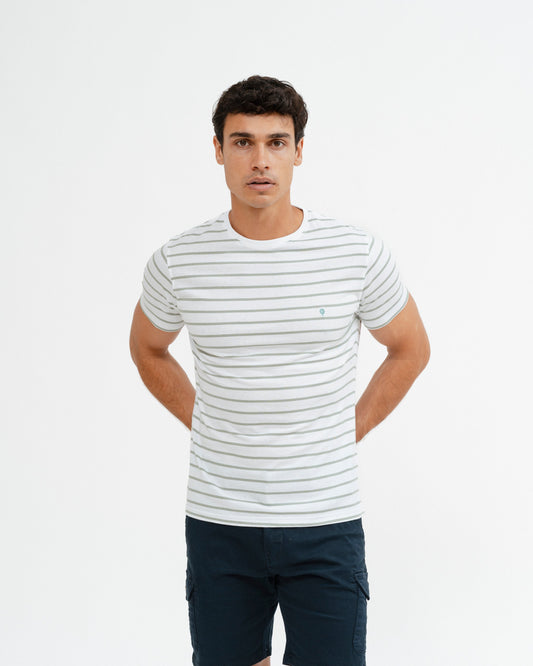 CAMISETA RAYA TEJIDA VERDE