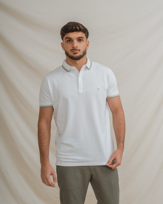 POLO BÁSICO BLANCO PIQUÉ LÍNEA