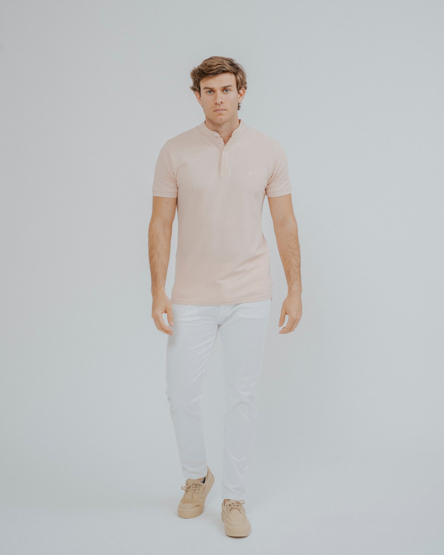 POLO BÁSICO CUELLO MAO ROSA