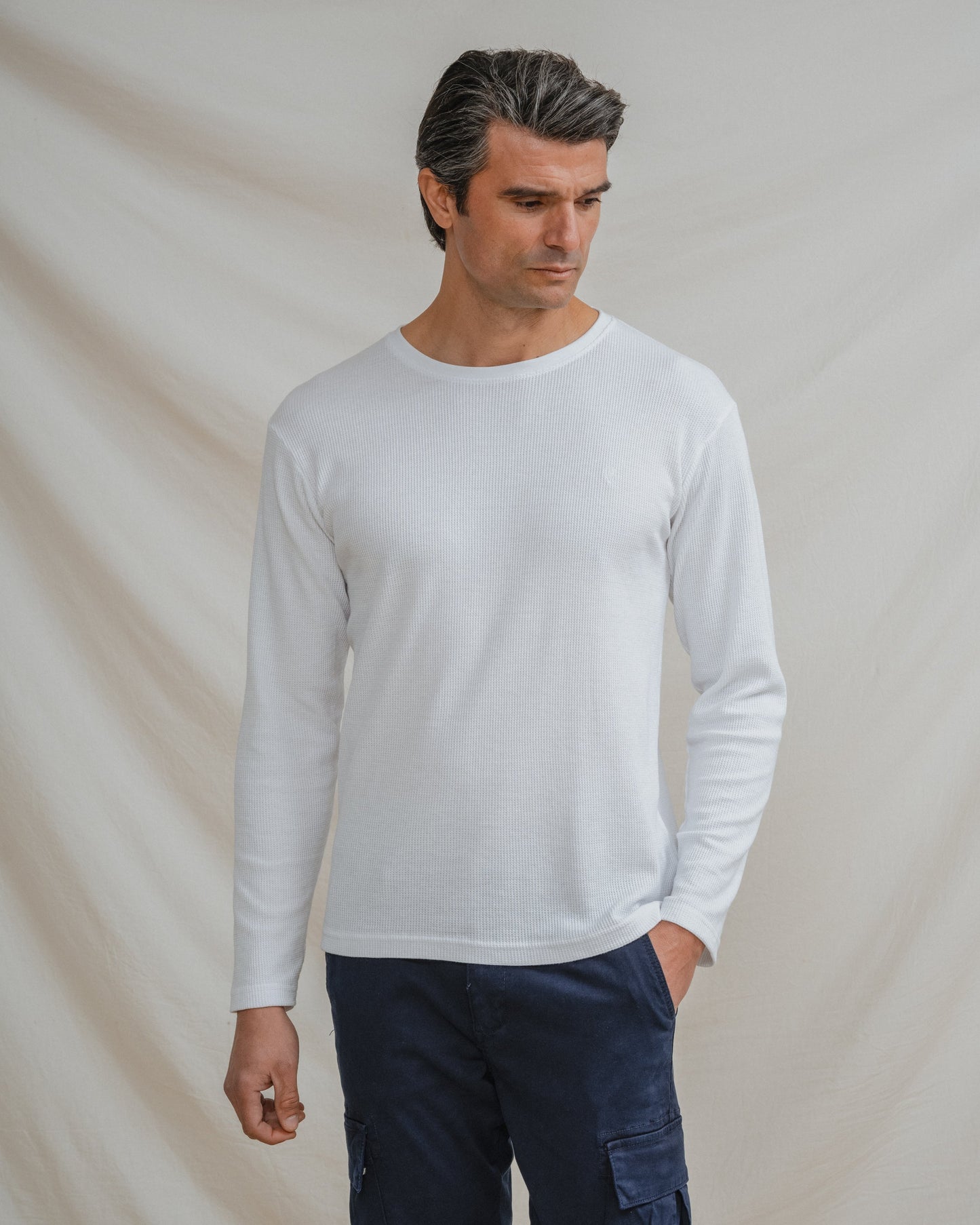 CAMISETA MANGA LARGA CUADRILLÉ BLANCA