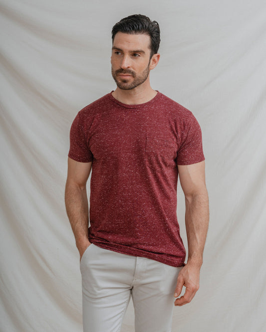 CAMISETA MEZCLA BOLSILLO BURDEOS