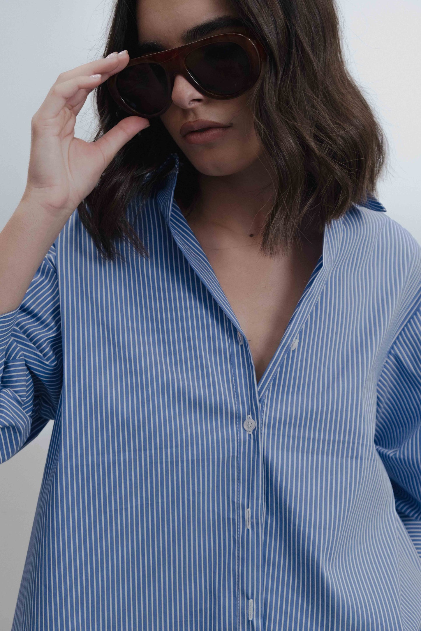 CAMISA RAYAS MANGA ABULLONADA