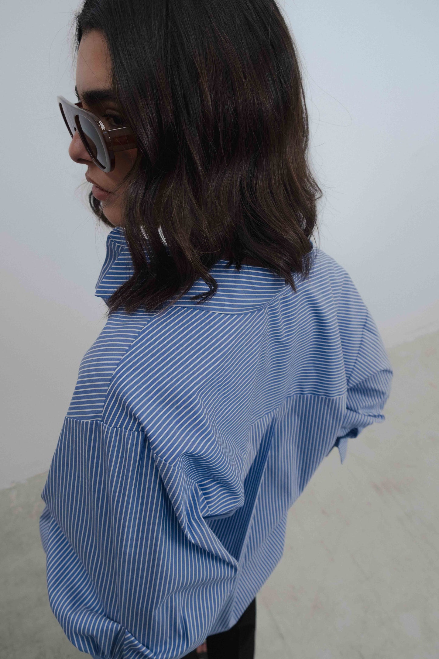 CAMISA RAYAS MANGA ABULLONADA