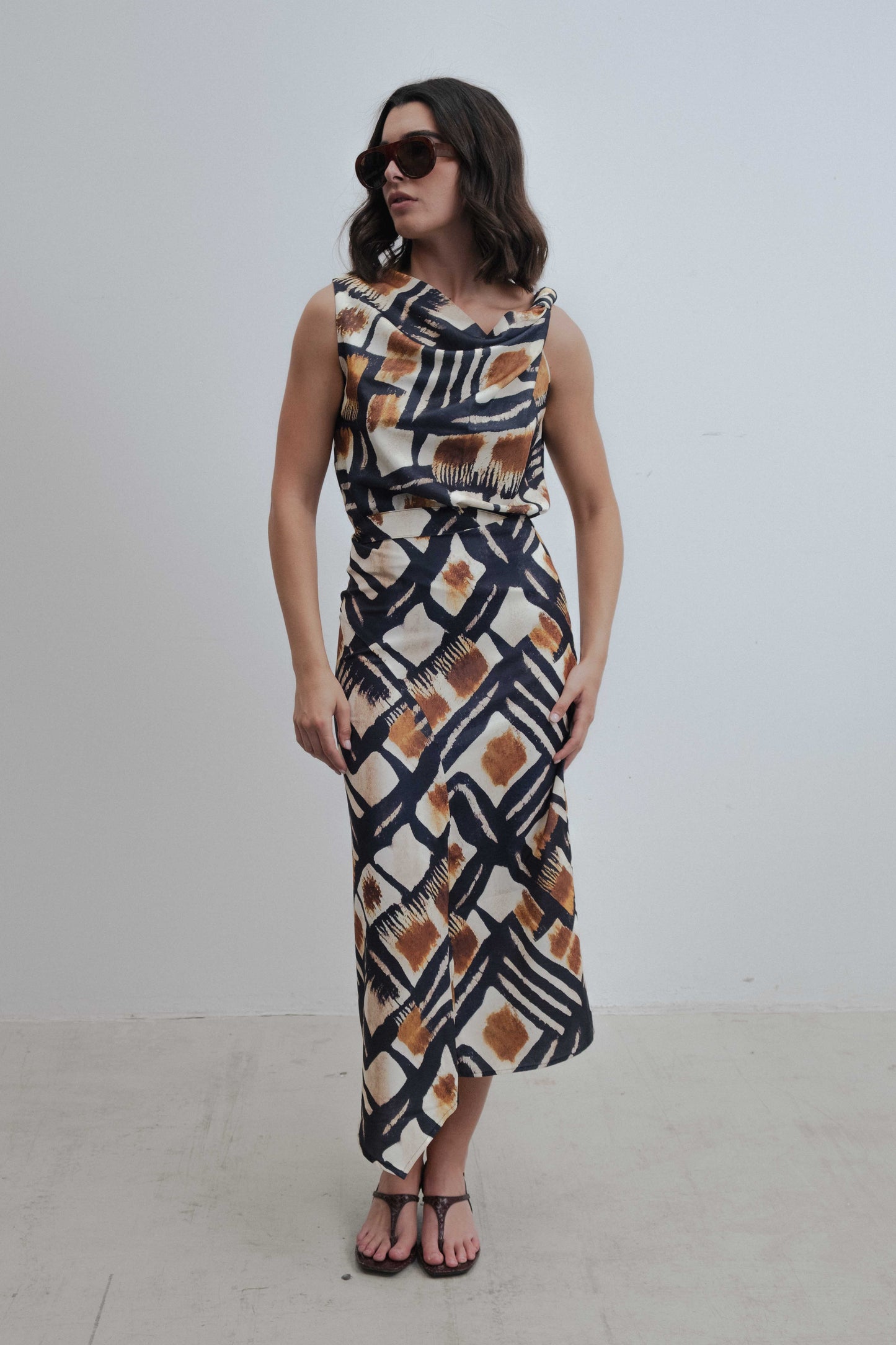 FALDA MIDI ESTAMPADA