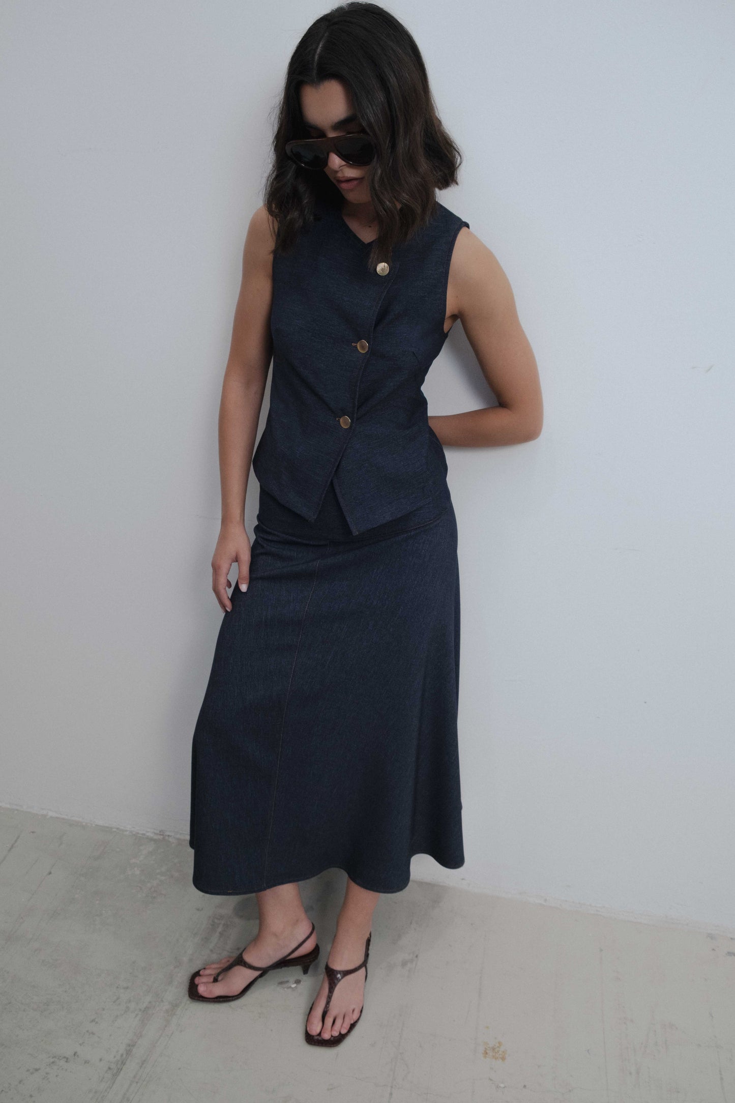 CHALECO CRUZADO EFECTO DENIM
