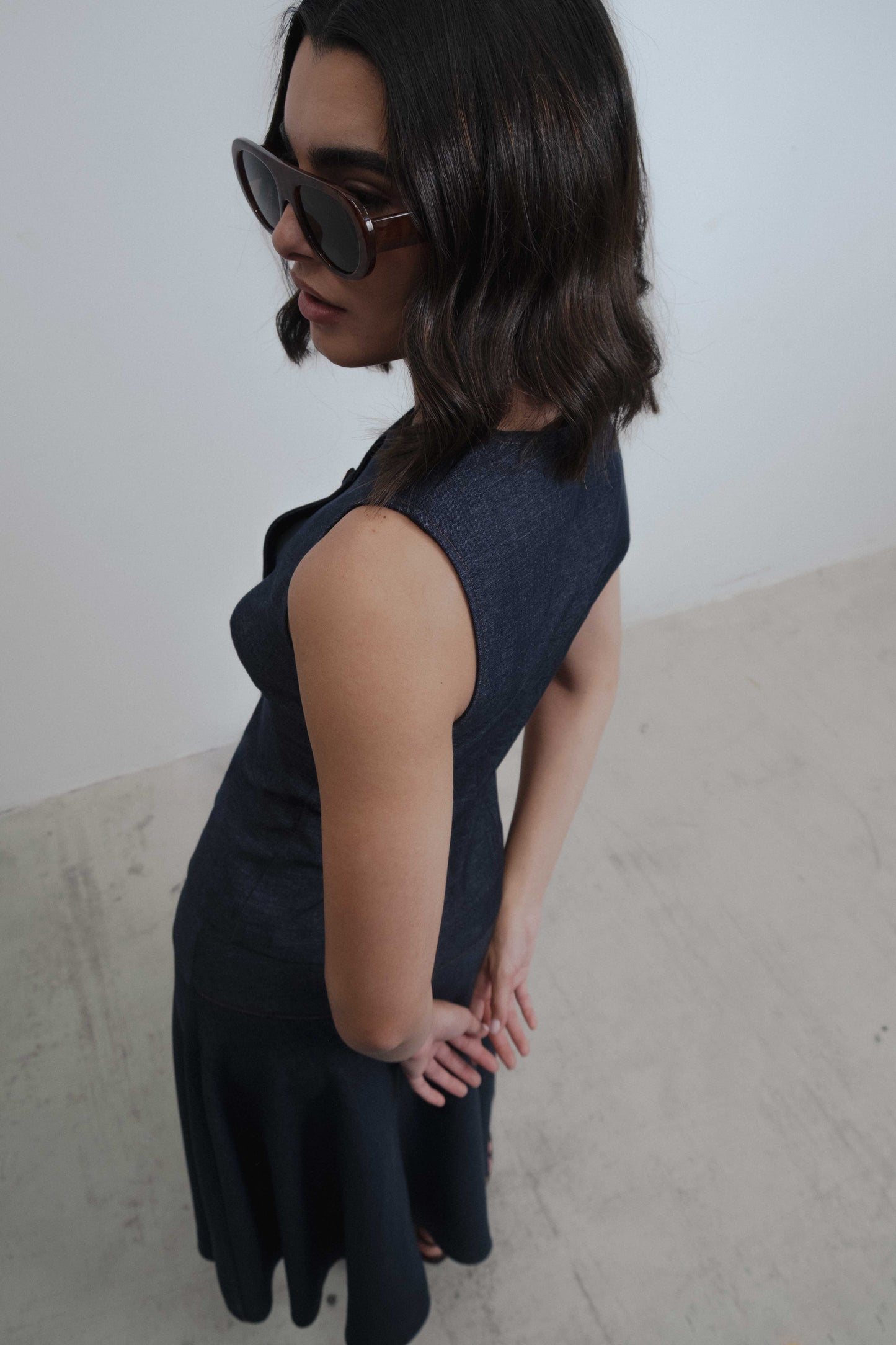 CHALECO CRUZADO EFECTO DENIM
