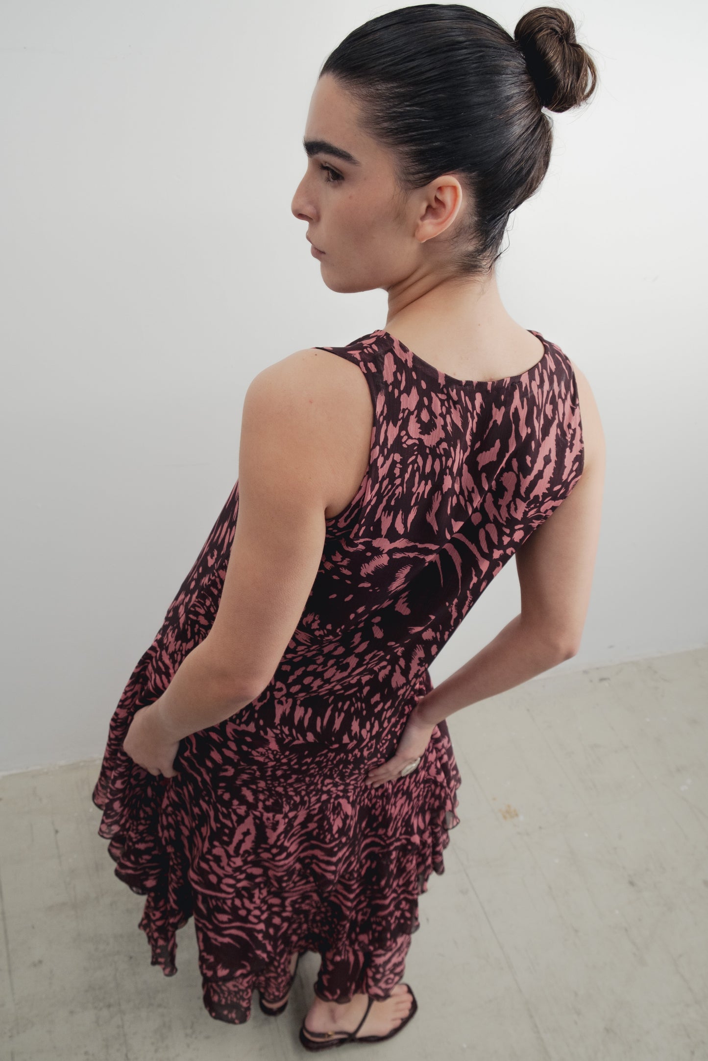 VESTIDO LARGO VOLANTES ESTAMPADO